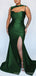 Unique Green Mermaid High Slit Cheap Long Bridesmaid Dresses,WG1422