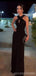 Sexy Black Sheath Halter Maxi Long Prom Dresses,Evening Dresses,13204