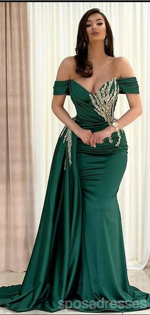 Sexy Green Mermaid Off Shoulder Maxi Long Prom Dresses,Evening Dresses,13205