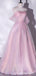 Sparkly Pink A-line Off Shoulder Maxi Long Prom Dresses,Evening Dresses,13192