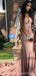 Sexy Pink Mermaid Spaghetti Straps V-neck Maxi Long Prom Dresses,Evening Dresses,13189