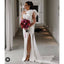 Simple White Mermaid One Shoulder High Slit Cheap Bridesmaid Dresses Online,WG1267