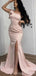 Elegant Mermaid Pink One Shoulder Side Slit Long Bridesmaid Dresses Online,WG1168