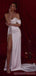 Elegant White Sheath One Shoulder High Slit Maxi Long Prom Dresses,13200