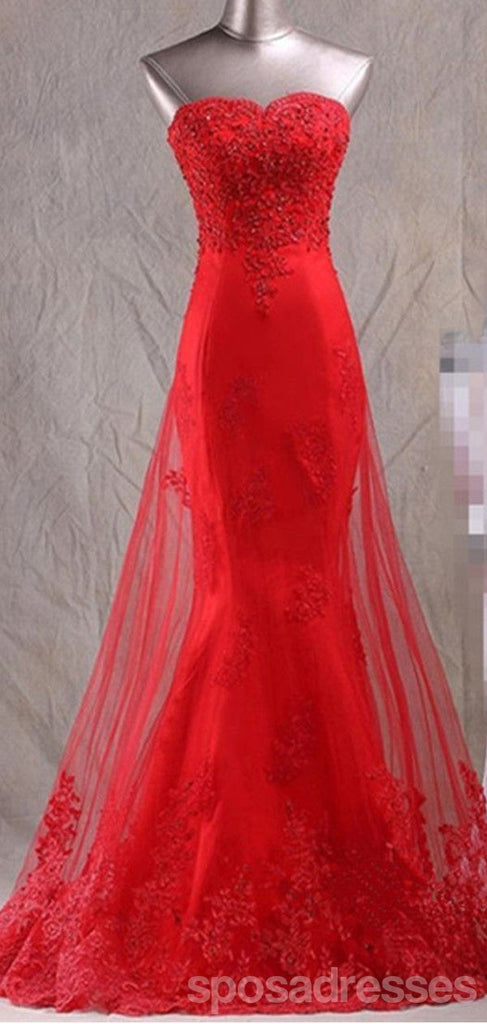 Elegant Red Mermaid Sweetheart Maxi Long Prom Dresses,Evening Dresses,13184