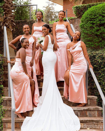 Mismatched Pink Mermaid Cheap Long Bridesmaid Dresses Online,WG1655