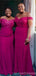 Hot Pink Mermaid Off Shoulder Cheap Long Bridesmaid Dresses Online,WG1202