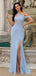 Sexy Blue Sheath High Slit Maxi Long Prom Dresses,Evening Dresses,13179