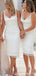 Simple White Sheath Cheap Short Bridesmaid Dresses Online,WG1385