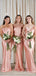 Simple Pink Sheath Spaghetti Straps Cheap Long Bridesmaid Dresses,WG1226