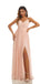 Pink A-line Spaghetti Straps V-neck Side Slit Cheap Long Bridesmaid Dresses,WG1611