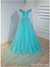 Sparkly Blue A-line Off Shoulder Long Prom Dresses Online, Dance Dresses,12710