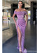 Sexy Purple Sheath Off Shoulder Side Slit Long Prom Dresses,Evening Dreses,13100