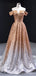 Sparkly A-line V-neck Off Shoulder Long Party Prom Dresses Online,Dance Dresses,12560