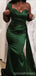 Emerald Green Mermaid One Shoulder Cheap Long Bridesmaid Dresses,WG1481