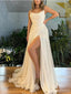 Simple A-line High Slit Cheap Maxi Long Prom Dresses Online,13240