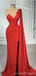 Red Sheath One Shoulder High Slit Cheap Long Prom Dresses Online,12998
