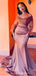 Dusty Rose Mermaid Off Shoulder Long Sleeves Cheap Bridesmaid Dresses,WG1570