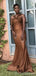 Unique Brown Mermaid Cheap Long Bridesmaid Dresses Online,WG1636