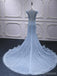Blue Mermaid Cap Sleeves Beading Long Lace Applique Party Prom Dresses Online,12559