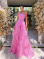 Simple Pink A-line Strapless Maxi Long Prom Dresses,Evening Dresses,13223