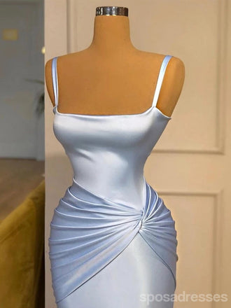 Unique Blue Sheath Spaghetti Straps Cheap Long Prom Dresses Online,13001