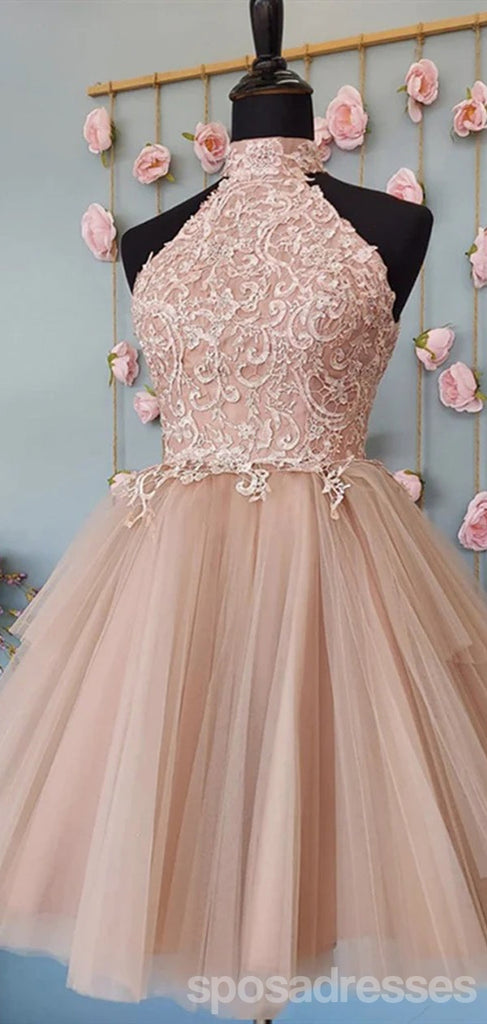 Pink Halter Backless Short Homecoming Dresses,Cheap Short Prom Dresses,CM878