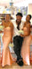 Orange Mermaid Spaghetti Straps Cheap Long Bridesmaid Dresses,WG1439