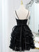 Black Spaghetti Straps Short Homecoming Dresses,Cheap Short Prom Dresses,CM886