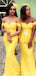 Yellow Mermaid Off Shoulder Cheap Long Bridesmaid Dresses Online,WG1413