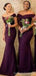 Burgundy Mermaid Off Shoulder Cheap Long Bridesmaid Dresses,WG1322