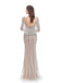 Sexy Mermaid Champagne V-neck High Slit Long Prom Dresses Online,12782