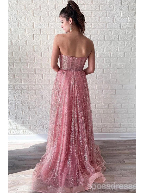 Sparkly Pink A-line Sweetheart Maxi Long Prom Dresses Online,13244