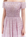 Elegant Lilac A-line Short Sleeves Off Shoulder Long Prom Dresses Online,12774