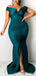 Teal Mermaid Off Shoulder Side Slit Cheap Long Bridesmaid Dresses,WG1554