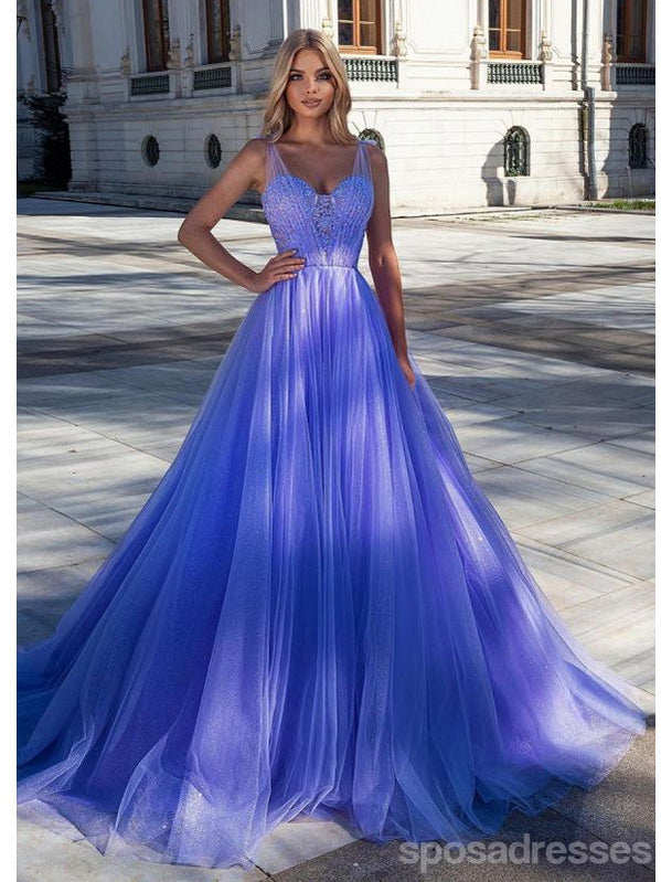 Gorgeous A-line Straps Maxi Long Prom Dresses,Evening Party Prom Dresses,13232