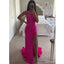 Simple Pink Mermaid One Shoulder Side Slit Cheap Long Bridesmaid Dresses,WG1556