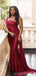 Burgundy Mermaid One Shoulder Cheap Long Bridesmaid Dresses,WG1290