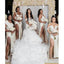 Mismatched Champagne Mermaid Cheap Long Bridesmaid Dresses,WG1494