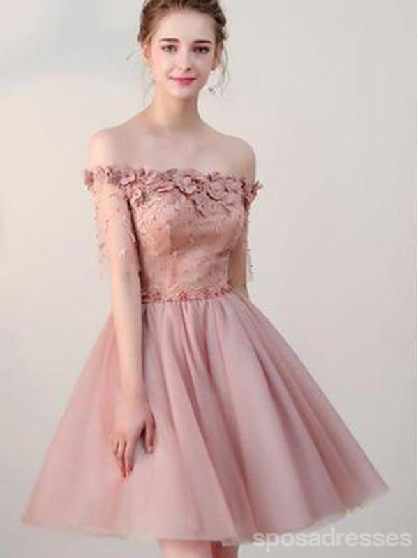 Dusty Pink Off Shoulder Short Sleeves Cheap Homecoming Dresses 2018, C SposaDresses Dusty Pink Off Shoulder Short Sleeves Cheap Homecoming Dresses 2018, C SposaDresses