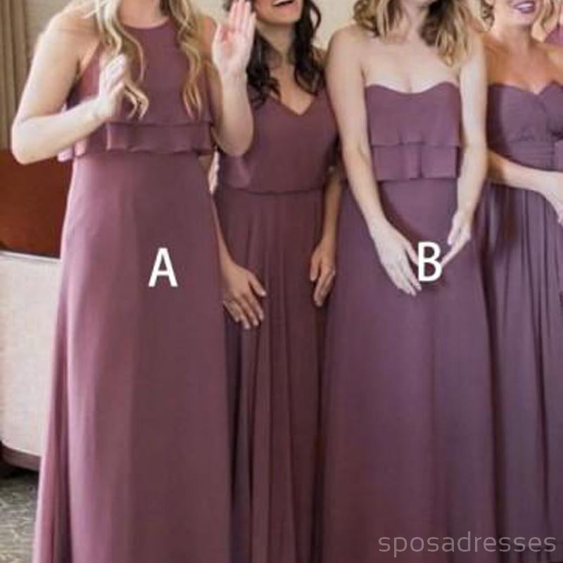 Dusty Purple Mismatched Chiffon Cheap Bridesmaid Dresses Online, WG268