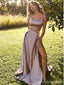 Dusty Pink Spaghetti Straps High Slit Party Prom Dresses, Prom & Dance Dresses,12535