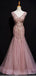 Dusty Rose Mermaid V-neck Long Prom Dresses Online, Dance Dresses,12640
