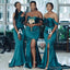 Mismatched Teal Mermaid Side Slit Cheap Long Bridesmaid Dresses Online,WG1246