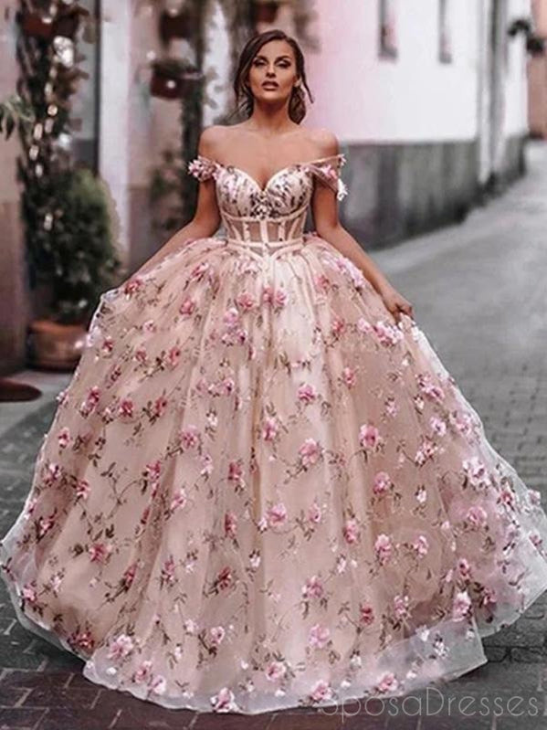 Pink A-line Off The Shoulder Custom Prom Dresses, Sweet 16 Prom Dresse SposaDresses Pink A-line Off The Shoulder Custom Prom Dresses, Sweet 16 Prom Dresse SposaDresses