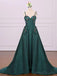 Emerald Green Spaghetti Straps Cheap Long Evening Prom Dresses, Cheap Custom Sweet 16 Dresses, 18526
