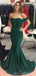 Sexy Mermaid Emerald Green Off Shoulder Backless Bridesmaid Dresses Gown Online,WG1105