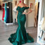 Elegant Mermaid Emerald Green Off the Shoulder Sweetheart Long Bridesmaid Dresses Gown Online, WG1002