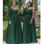 Green A-line One Shoulder Long Sleeves Cheap Bridesmaid Dresses,WG1434