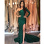 Emerald Green Mermaid One Shoulder Long Sleeves Bridesmaid Dresses,WG1466